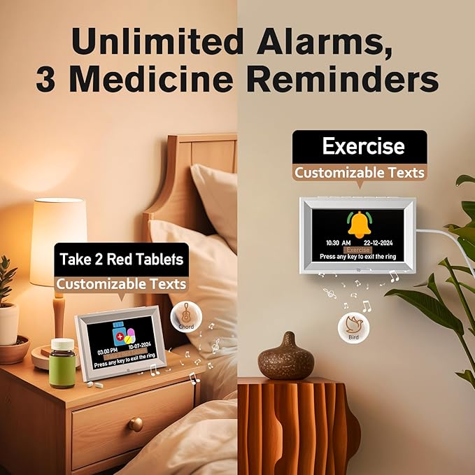 GOLOZA 7'' Digital Dementia Clock, Talking Clock with 10 Volumes, 6 Display with 10 Color Modes, Auto Dimmable, Alarms & Birthday & Holiday Reminders, 3 Pill Reminders Clocks for Seniors