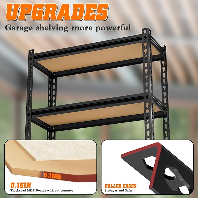 LEVELEVE 5-Tier Storage Shelving Unit, 2020 lbs Capacity, Heavy Duty Adjustable Metal Utility Shelf, 48" L x 18" W x 73" H for Garage, Kitchen, Pantry, Basement, Bathroom, Laundry, 4 Pack