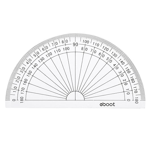 eBoot 28 Pack Clear 180 Degree Plastic Protractors for Angle Measurement, 10 cm