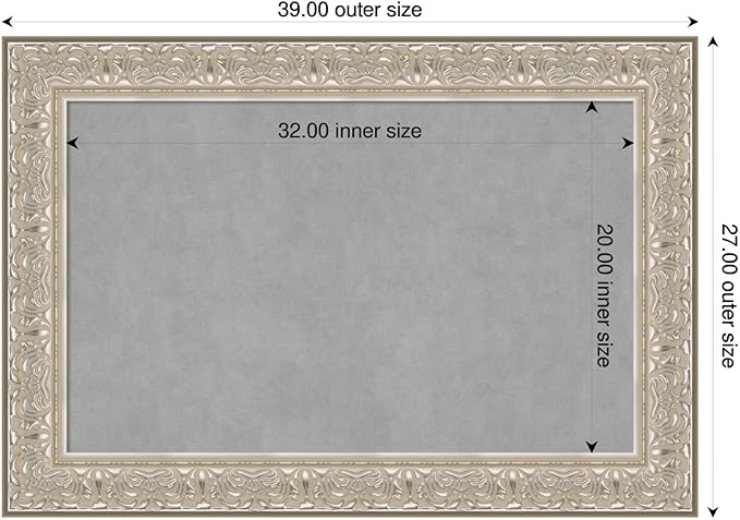 Amanti Art Silver Framed Magnetic Board 27x39 Large Vision Board for use with Magnets, 100% Metal Sheet to Display Items as Office Decor or for Home Organization in mudroom, Kitchen or Kids Room