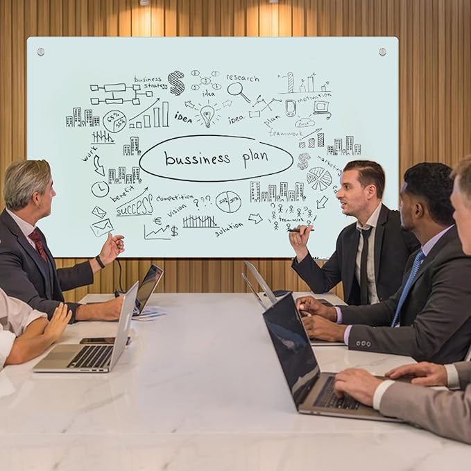 Magnetic Glass Whiteboard - Glass Dry Erase Board 48"x96" Large Frameless Board for Walls Office School and Home