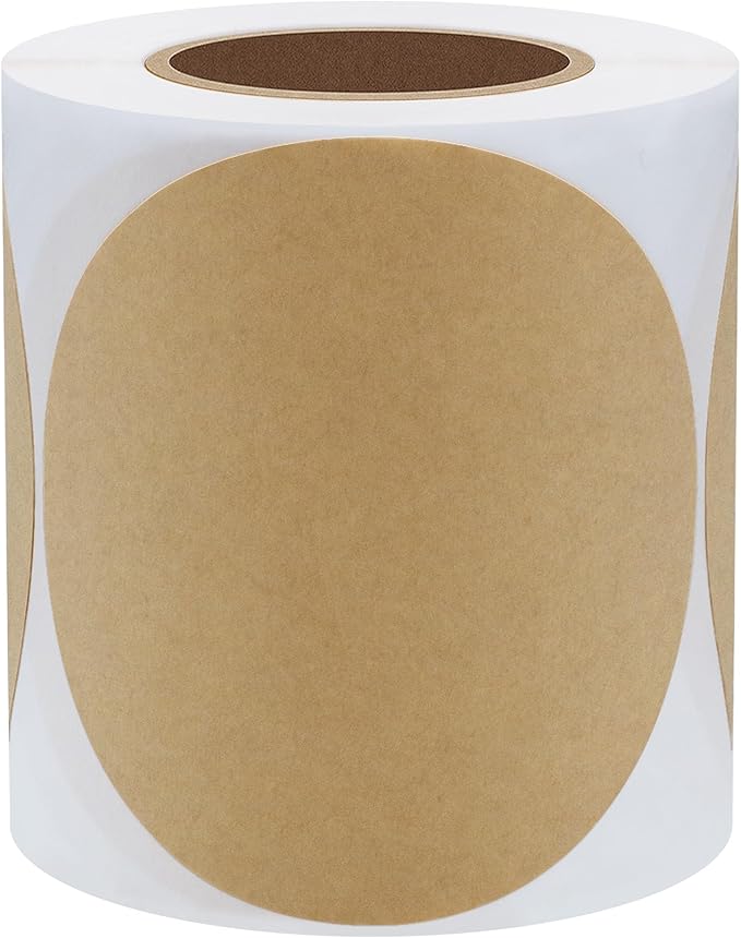 Hybsk Round Color Coding Circle Dots Labels Warehouse Inventory Organizer Stickers (3 inch, Kraft)