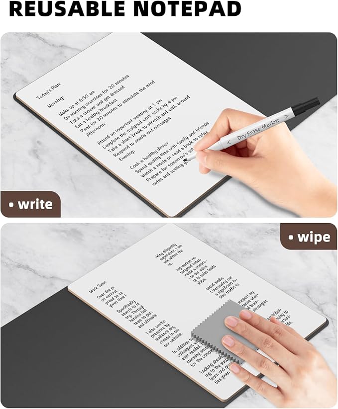 Mehaving Small Dry Erase Board with Stand for Desk, Portable Reusable Desktop Notepad, 9.5 * 6.6in Memo White Board,Office Home Supplies Desk Accessories MH770 (Black)