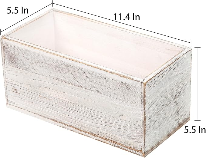 ExoLiry Rustic White Washed Wood Mail Box Storage Holder File Organizer Tabletop Wooden Basket Letter Script Design Envelope Folder Decorative Container Desk Home Office Entryway Bedroom Living Room