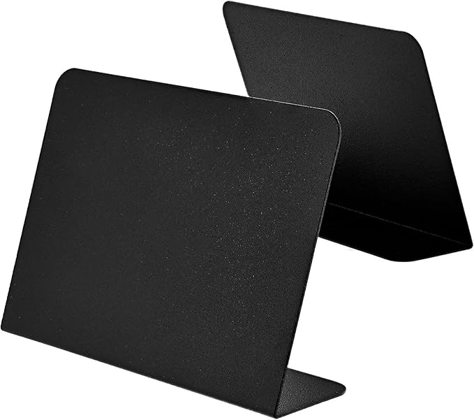 Juvale Metal Tabletop Chalkboard Signs - Galvanized Iron Metal Chalk Signs - Buffet Chalk Board Table Tent & Menu Stand - Counter Displays & Display Stand - 3"x 4.2", Black, Pack of 8