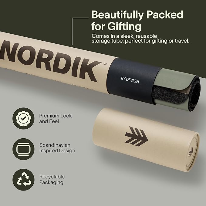Nordik Felt and Leather Desk Mat - Willow Haze Sage - 35x17 Inch Felt and Vegan Leather Desk Blotter with Document Hideaway - Large Computer Mats for Desktop - Ideal Keyboard Mat for Office and Home