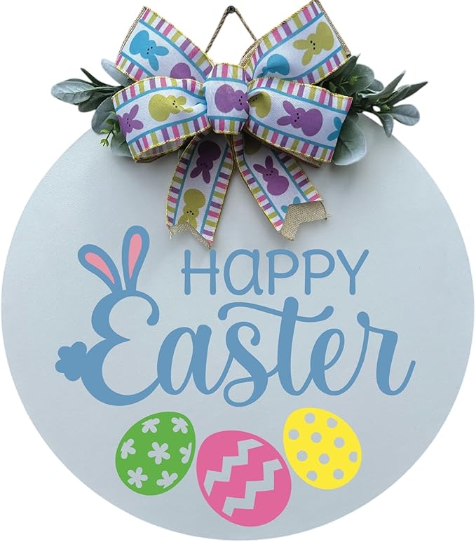 Wood front door sign Wood sign Home decor Welcome sign Sign for front door House warming gift Wedding gift (Happy Easter, 11" Width)