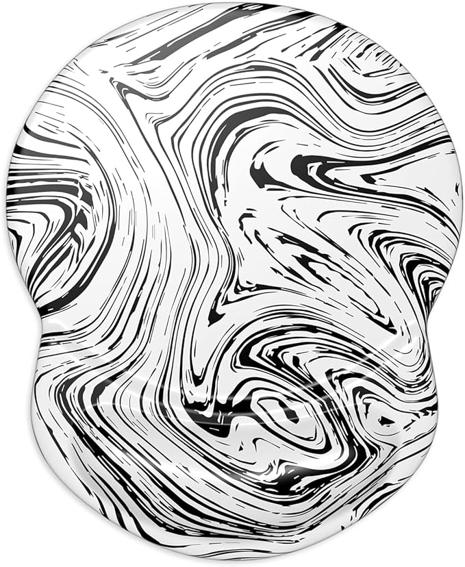 ITNRSIIET Ergonomic Mouse Pad with Gel Wrist Support Small Wrist Rest Smooth Surface Non-Slip PU Base Comfortable Office Supplies Pain Relief, 8.7 x 7.2 inches, Black and White Texture