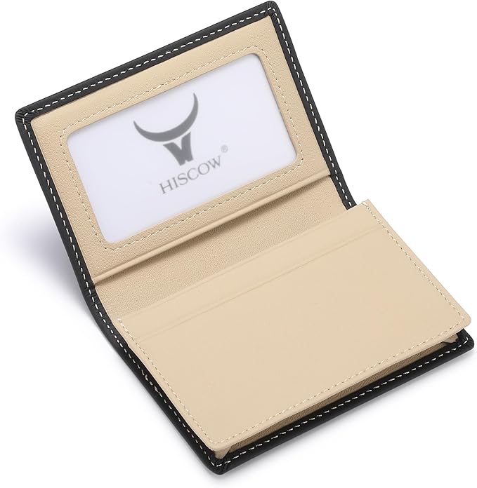 Leather Business Card Case Holder for Men & Women, Italian Calfskin