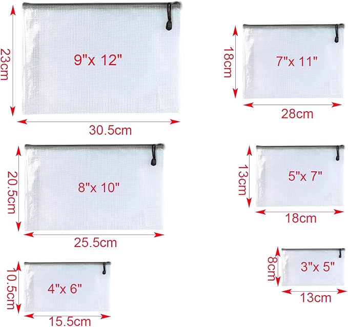 Oaimyy-18 PCS-6" x 8"-Mesh Zipper Pouch, Plastic Zip File Folders Puzzle Bags for Organizing,Office Supplies,Travel,Home Storage-Black