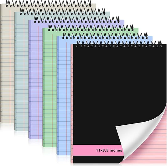 Resurhang 6 Pcs Legal Pad Top Spiral Bound Notebook 70 Sheets Double Sided College Ruled Paper Notepad Memo Steno Pad with Stiff Cover for Business College(8.5 x 11 Inches,No Holes,Morandi Color)