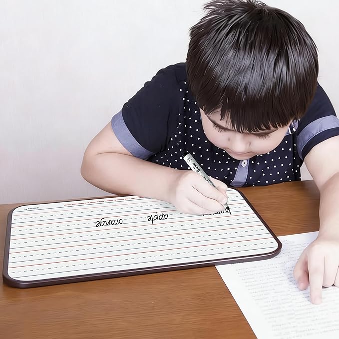 6 Pack Small White Boards, 9"x12" Double Sided Magnetic Dry Erase Boards Personal Handheld Whiteboards with Lines for Kids, Students, Teacher School, Include 6 Markers, 6 Erasers, 6X52 Pcs Letters