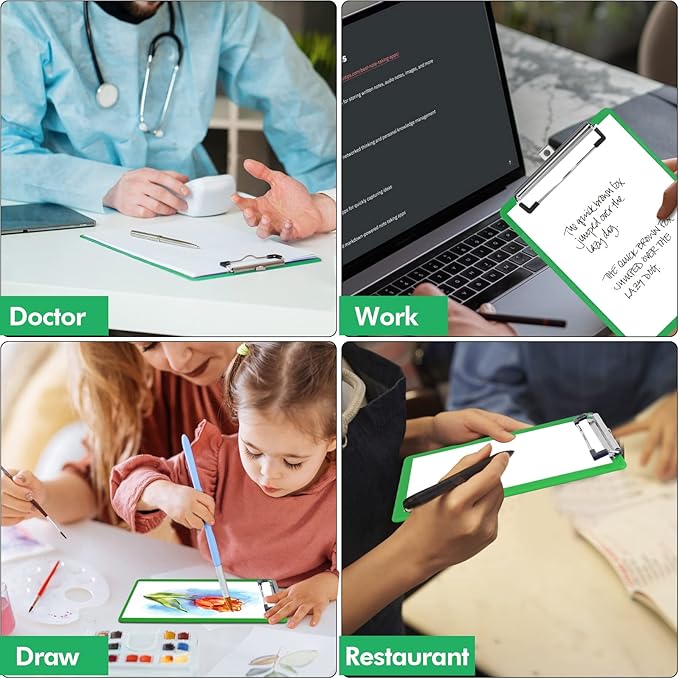 TFDLCG zm Green Clipboard with Pen Holder,Plastic Clipboard Standard Letter A4 Size,Heavy Duty Clip Boards 8.5x11,Cute Hanging Clipboards for Women Kids Students School Office Home