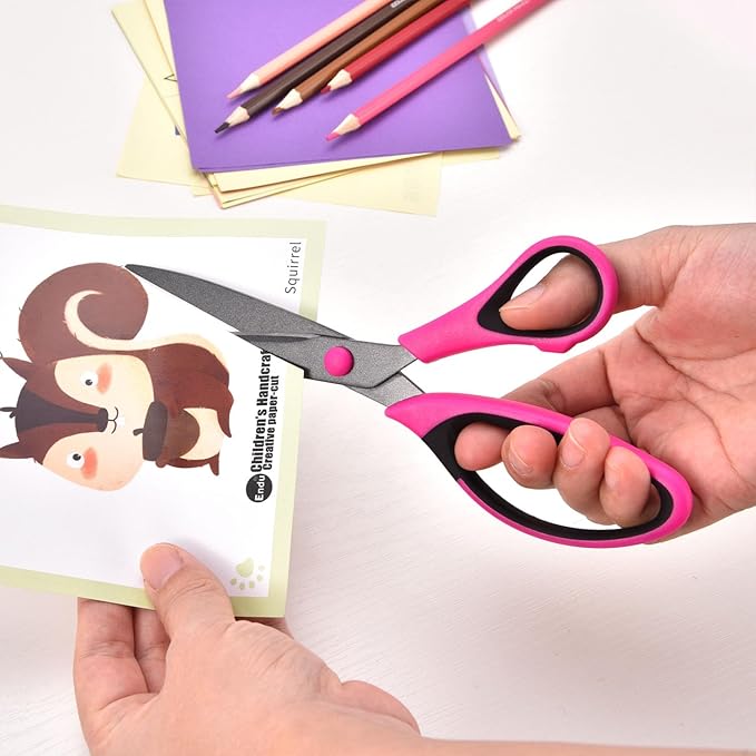 Zicolu Craft Scissors Set, Sharp Scissors All Purpose Heavy Duty, Teflon Non-stick Titanium Coated, Ergonomic Grip, Ideal for Sewing Fabric DIY&Arts Scrapbook School Office Supplies, 9.3''/8.5''/5.6"