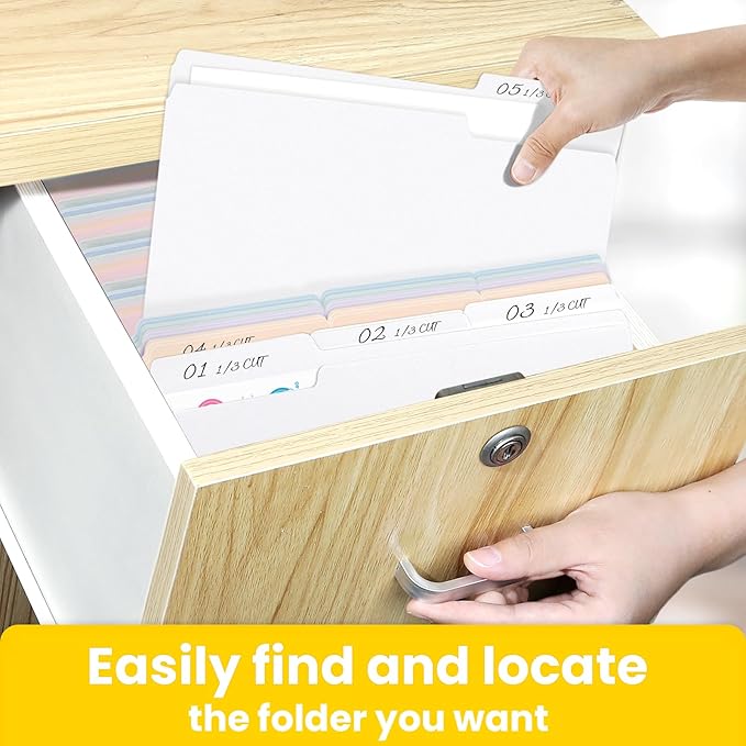 SUNEE File Folders, 30 Pack Manilla Folders 8.5 x 11, Colored File Folders Home Office School Supplies for Documents Files Paper, White