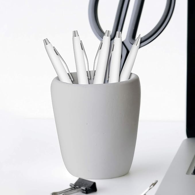 DISCOUNT PROMOS Custom Langham Ballpoint Ink Pen - Set of 10 Writing Pens for Work - Cool Pens for Writing, Black Ink, White