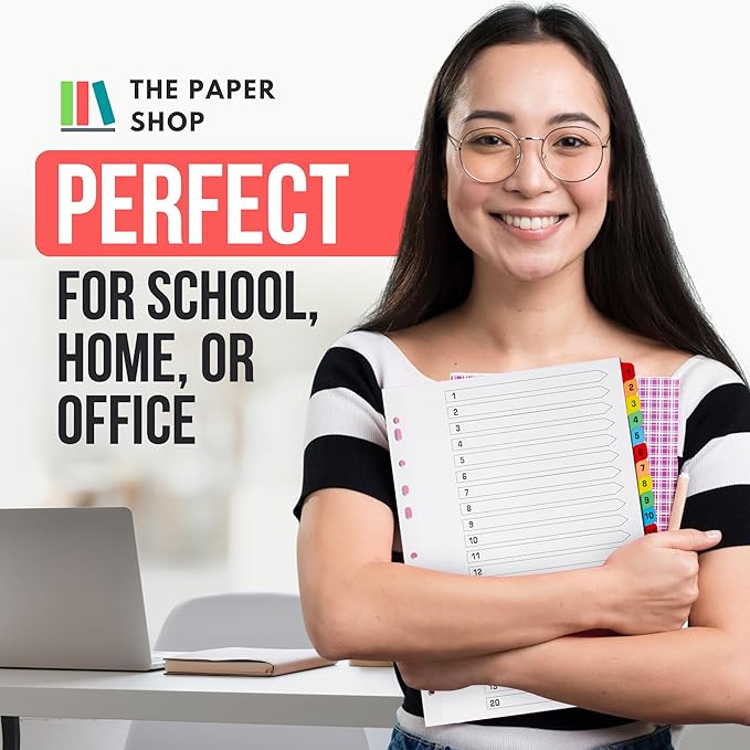 Binder Dividers with Tabs 1-20 Numbered – A4 (3 Pack) | Dividers for 3 Ring Binder | Numbered Tab Dividers for Office, School & Home Organization - The Paper Shop