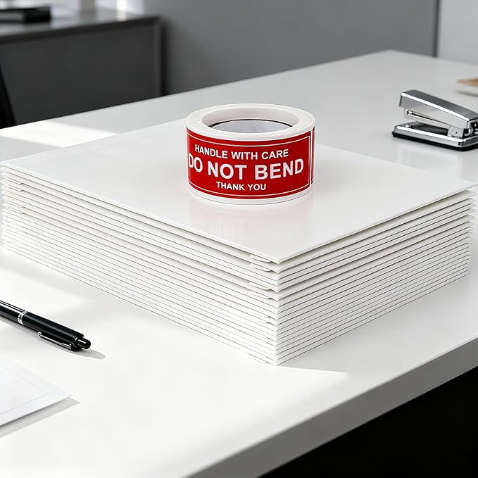 Neehows 100 Pack 5x6.9" Rigid Mailers Cardboard Envelopes, 400GSM Photo Mailers Shipping Envelope with "DO NOT BEND" Labels, Small Stay Flat Self Seal Document Envelope for Trading Cards- White