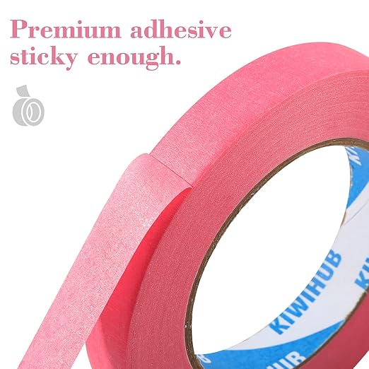KIWIHUB Pink Painters Tape,1 inch x 60 Yards x 5 Rolls (300 Yards Total) - Medium Adhesive Masking Tape for Painting,Labeling,DIY Crafting,Decoration and School Projects