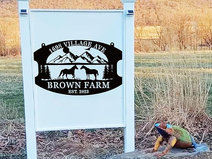 Custom Farmhouse Metal Sign | Personalized Last Name & Established Date Farm Scene Wall Art | Metal Farm Wall Art & Garden Decor | Unique Farmer Gift, Housewarming, or Ranch Decoration