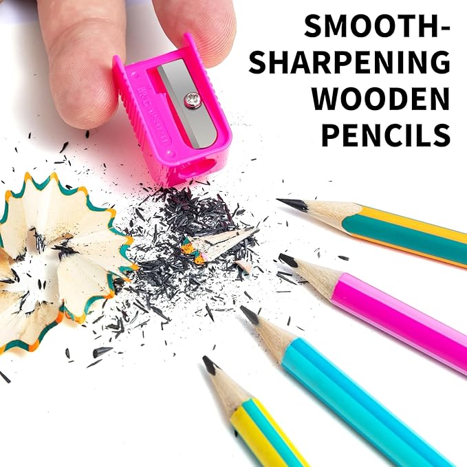 M&G Aurora Series 24 Pack 2B Triangular Wood-Cased Pencils, Pre-Sharpened with Erasers, Smooth Writing Break-Resistant Core, 6 Two-Tone Striped Colors for School Office Drawing Classroom Supplies