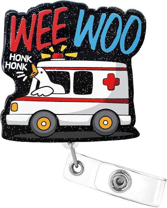 Aoryalps Wee WOO Retractable Badge Reel Holder Retractable with ID Clip for Nurse Nursing Name Tag Card Nursing Student Teacher Doctor Medical Assistant Work Office Clip-Gifts for Nurse