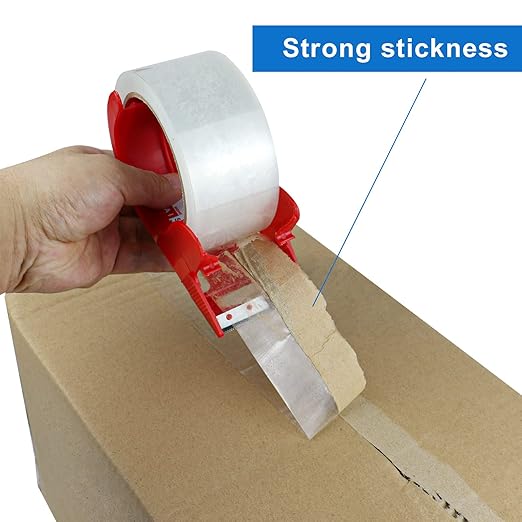 JIALAI HOME 12 Rolls Clear Packing Tape, Heavy Duty Packaging Tape with Dispenser,1.88In x 55Yd,2.4Mil Thick Industrial Grade Transparent Tape Refills for Shipping,Moving,Sealing and storages