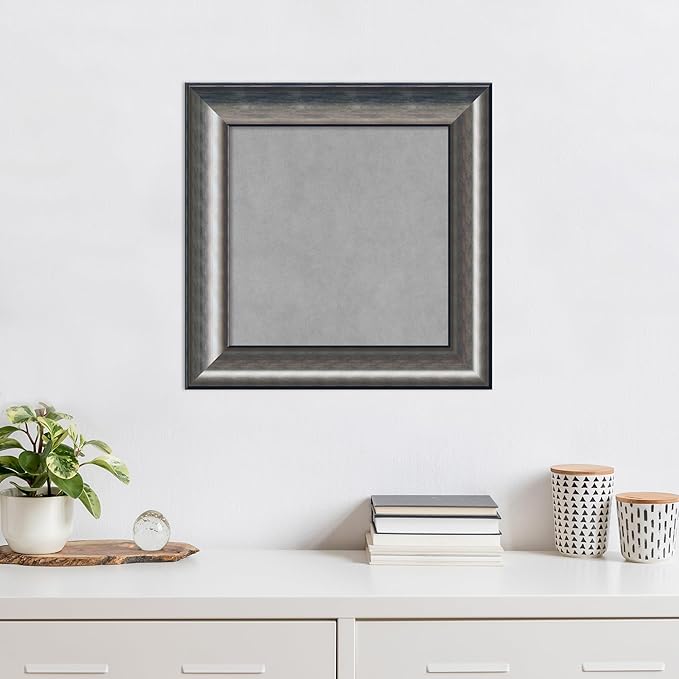 Amanti Art Silver Framed Magnetic Board 22x22 Small Vision Board for use with Magnets, 100% Metal Sheet to Display Items as Office Decor or for Home Organization in mudroom, Kitchen or Kids Room