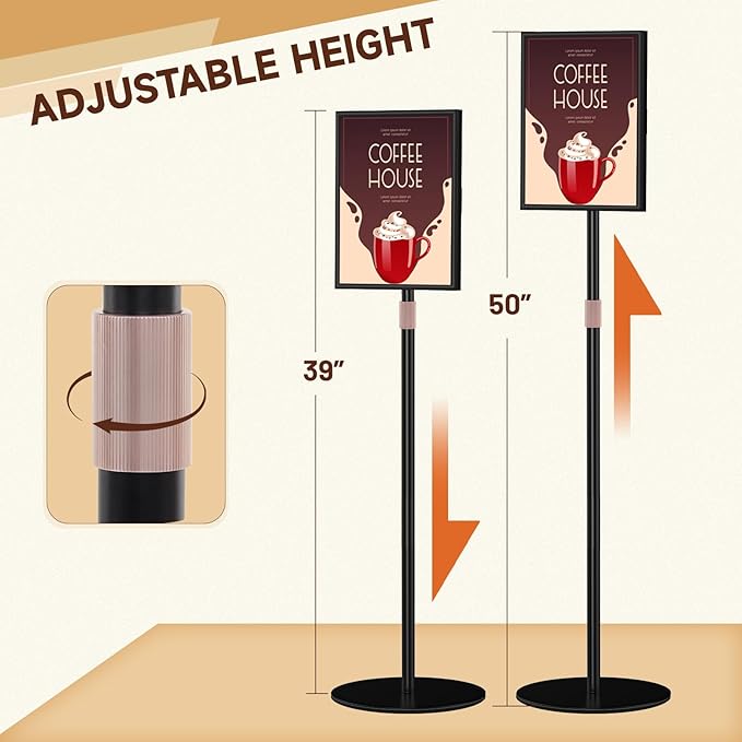 Newzueby Sign Holder Stand 8.5x11 inch - Flip Open Pedestal Floor Standing Sign Holder, Adjustable Versatile Sign Stands for Display, Floor Sign Holder with Easy Replacement for Events and Promotions (1 PACK)