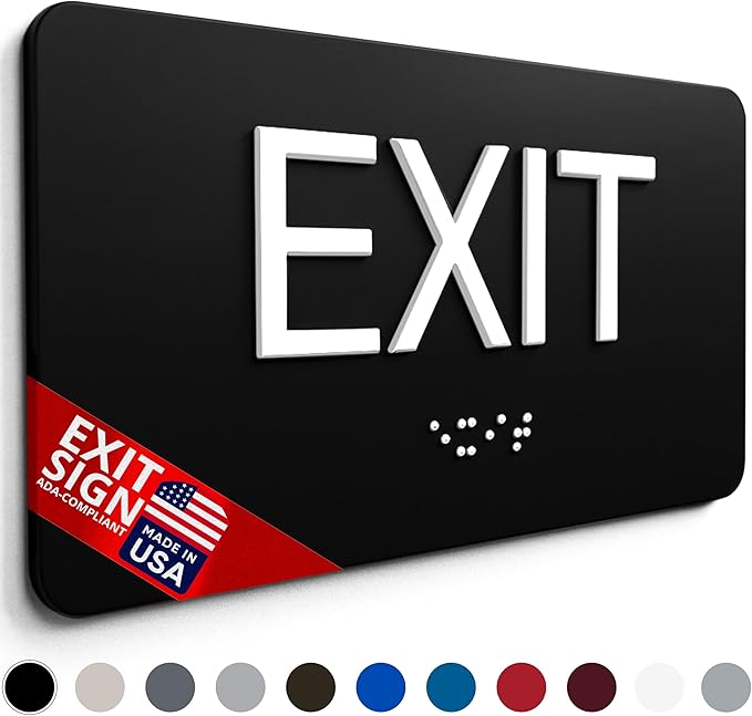 ADA Compliant Sign with Braille (6" x 3", Exit, Burgundy)