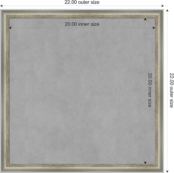 Amanti Art Silver Framed Magnetic Board 22x22 Medium Vision Board for use with Magnets, 100% Metal Sheet to Display Items as Office Decor or for Home Organization in mudroom, Kitchen or Kids Room