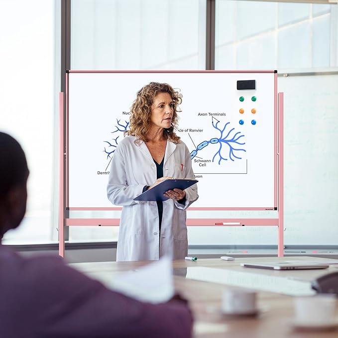 TSJ OFFICE Large Rolling Whiteboard - Dry Erase Magnetic 48 x 32 Inches White Board Height Adjust Double Sides Mobile Portable Easel on Wheels, Dry Erase Board with Stand for Office, Home & Classroom