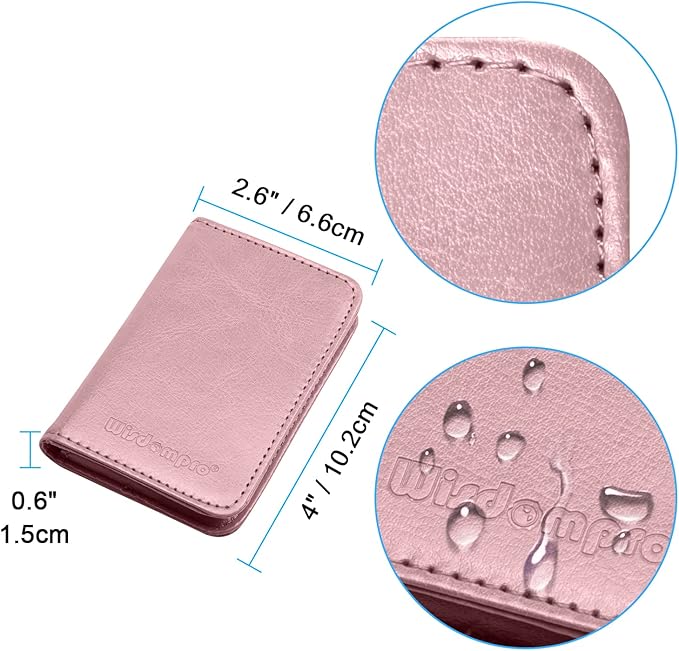 Wisdompro Business Card Holder, 2-Sided PU Leather Folio Name Card Holder Wallet Case with Magnetic Shut for Men and Women, Ultra Slim and Thin