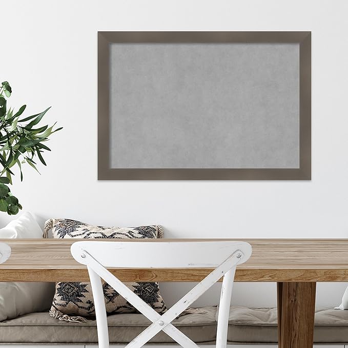Amanti Art Grey Framed Magnetic Board 18x26 Medium Vision Board for use with Magnets, 100% Metal Sheet to Display Items as Office Decor or for Home Organization in mudroom, Kitchen or Kids Room