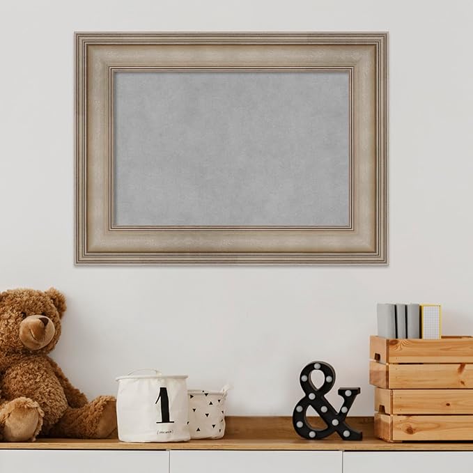 Amanti Art Silver Framed Magnetic Board 17x23 Small Vision Board for use with Magnets, 100% Metal Sheet to Display Items as Office Decor or for Home Organization in mudroom, Kitchen or Kids Room