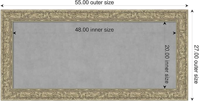 Amanti Art Silver Framed Magnetic Board 27x55 Oversize Vision Board for use with Magnets, 100% Metal Sheet to Display Items as Office Decor or for Home Organization in mudroom, Kitchen or Kids Room