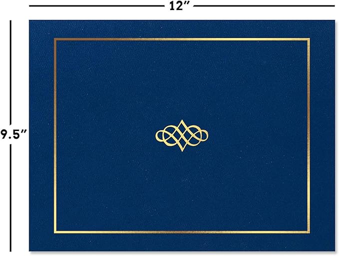 Empire Blue & Gold Award Certificate Collection - Includes 25 Certificate Papers (White/Blue), 25 Heavy Linen Folders (Blue/Gold), 36 Gold Foil Seals, Laser & Inkjet Printer Compatible