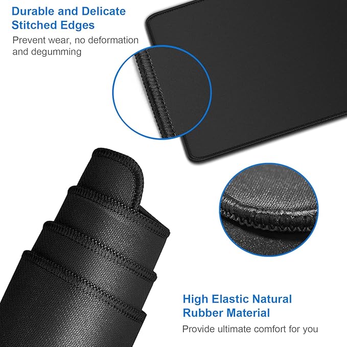 Large Gaming Mouse Pad, 31.5x15.7 inch Large Extended Computer Keyboard Mouse Mat, Water Resist Non-Slip Mousepad Rubber Base Long XXL Desk Mouse Pad for Work & Gaming, Office & Home, Black