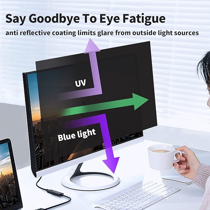 [3 Pack] Computer Privacy Screen 27 Inch for 16:9 Widescreen Monitor, Removable Eye Protection Anti Glare Blue Light Computer Screen Privacy Shield, Data Confidentiality Shield Privacy Screen 27 in