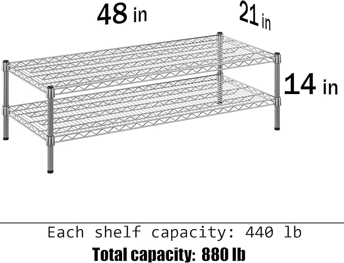 Regal Altair 21" Deep x 48" Wide x 14" Height Wire Shelving Kit | 2-Tier | NSF Commercial Storage Rack Unit