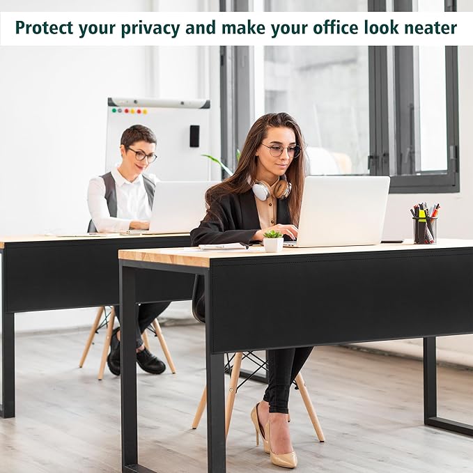 EcoBrisa 60" Under Desk Privacy Panel with Cable Management Organizer Sleeve Self-Adhesive Modesty Panel for Cord Organizer Pockets and Desk Skirt for Home Office or Standing Workstation