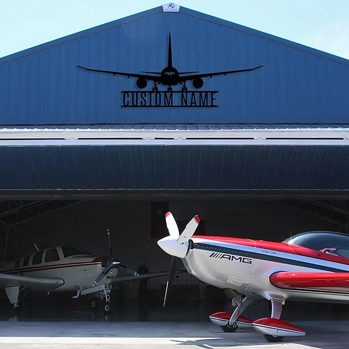 Personalized Metal Airplane Wall Art, Airplane Name Sign, Customized Pilot Name Sign, Airplane Hangar Sign Decor, Aviation Home Office Decor, Large Outdoor Decor, Pilot Gifts, Aircraft Lovers Gift