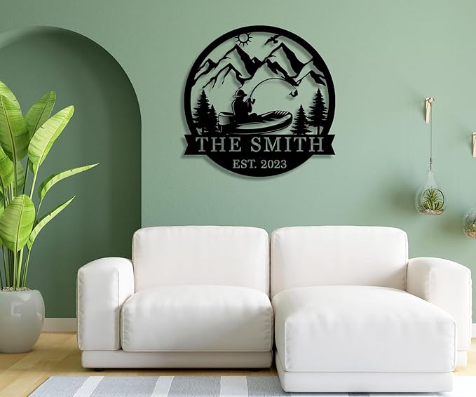 Custom Metal Outdoor Name Sign, Custom Fishing Metal Sign, Personalized Fishing Metal Monogram Sign, Fishing Gifts for Men Dad