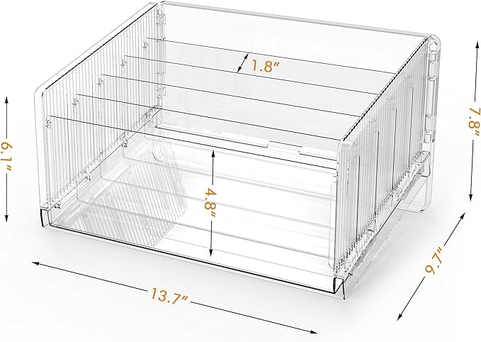 Cuukie File Sorter Organizer, 5 Sections Acrylic Letter Tray for Desk, Mail Organizer Letter Holder for Envelopes, Mail, Electronics 1Pack