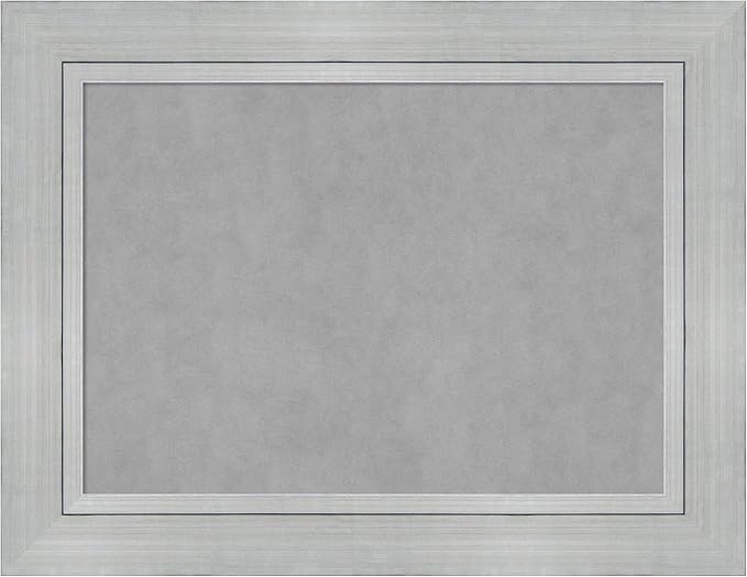 Amanti Art Silver Framed Magnetic Board 27x35 Medium Vision Board for use with Magnets, 100% Metal Sheet to Display Items as Office Decor or for Home Organization in mudroom, Kitchen or Kids Room