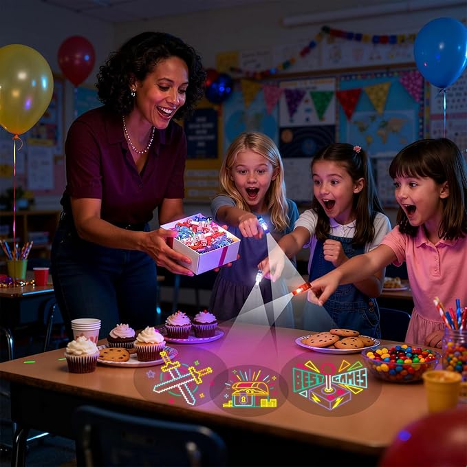 LovesTown 24PCS LED Light up Finger Lights, Kids Flashlight Glow in The Dark Party Supplies for Birthday Party Decorations Treat Bags Stuffers Classroom Prizes