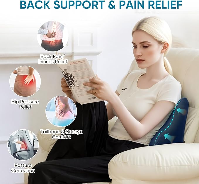 AHUAWA Back Support Pillow for Recliner Chair, Memory Foam Couch Back Cushions Ergonomic Large Lumbar Support Pillow for Lower Back Pain Relief, with Soft Velvet