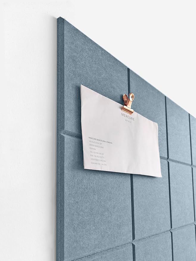 DECORITA Felt Bulletin Board Tiles | Modern Cork Board Alternative | Large Cork Boards for Walls | Aesthetic Felt Wall Panels for Office & Home Decor | Pinboard & Photo Board (12-Pack) | Gray Blue