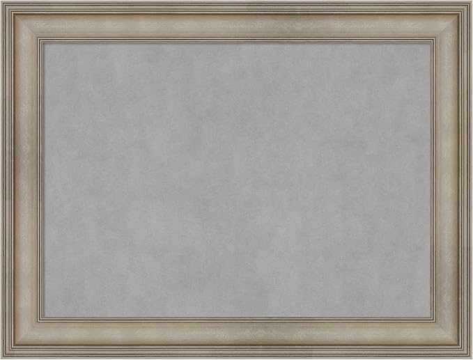 Amanti Art Silver Framed Magnetic Board 25x33 Medium Vision Board for use with Magnets, 100% Metal Sheet to Display Items as Office Decor or for Home Organization in mudroom, Kitchen or Kids Room