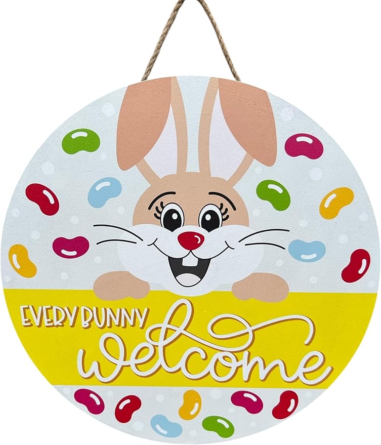 Wood front door sign Wood sign Home decor Welcome sign Sign for front door House warming gift Wedding gift (Jelly Bean Welcome-UV023(NC) P002, 11" Width)